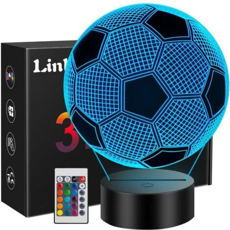 Cadeau Foot Garcon, Veilleuse Enfant 3D LED Football Lampe de Chevet Enfant, Decoration Chambre Surprise Cadeau Garcon 7-12 Ans