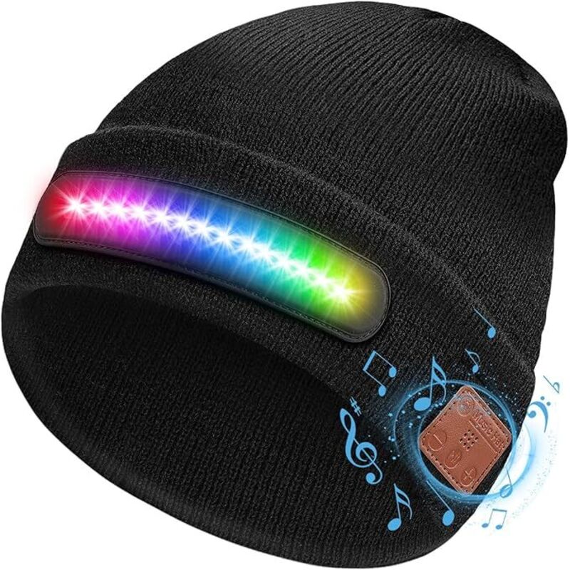 Cadeau Homme Original, Idee Cadeau Noel, Bonnet Bluetooth Homme LED Lumineux, Cadeau Homme Original Utile, Cadeau Fete des Peres, Cadeau Papa