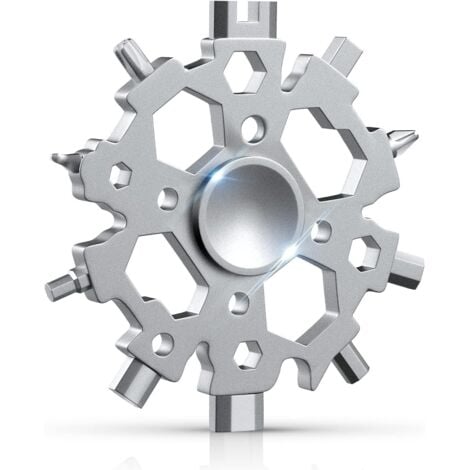 QERSTA Cadeau Homme, Outil Multifonction Flocon de Neige avec Fonction Fidget Spinner,Équipement de Survie de Poche