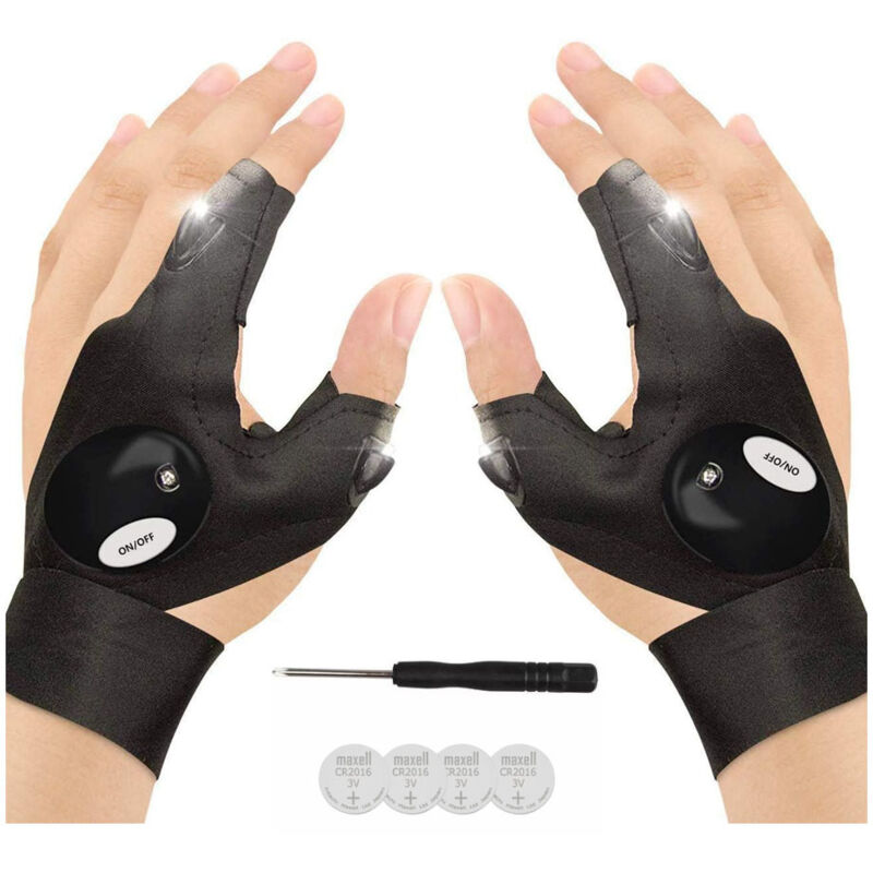 Csparkv - Cadeau Homme Saint Valentin Rechargeable Pêche Gants, Noël Cadeau led sans Doigts Idée Anniversaire Cadeaux Papa Extérieur Gant Lampe