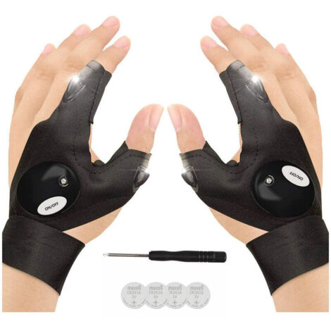 Cadeau Homme Saint Valentin Rechargeable Pêche Gants, Noël Cadeau LED sans Doigts Idée Anniversaire Cadeaux Papa Extérieur Gant Lampe Poche,Uniques Utile Gadgets Pêche Camping Bricoleur Réparer