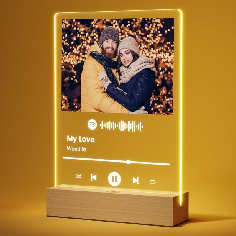 Cadeau Saint Valentin Femme Homme, Spotify Plaque Personnalisé Cadeau st Valentin Couple, Lampe Personnalisée avec Photo Cadeaux, Idee Cadeau