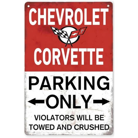 Cadeaux Corvette pour hommes, Accessoires Corvette, Plaques métalliques vintage "Stationnement réservé à Corvette"
