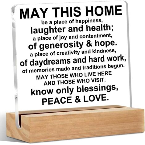 Cadeaux de bienvenue dans une nouvelle maison pour femmes et hommes, panneau en acrylique pour décoration de bureau avec support en bois, cadeaux de bienvenue, panneaux de décoration de bureau pour sa