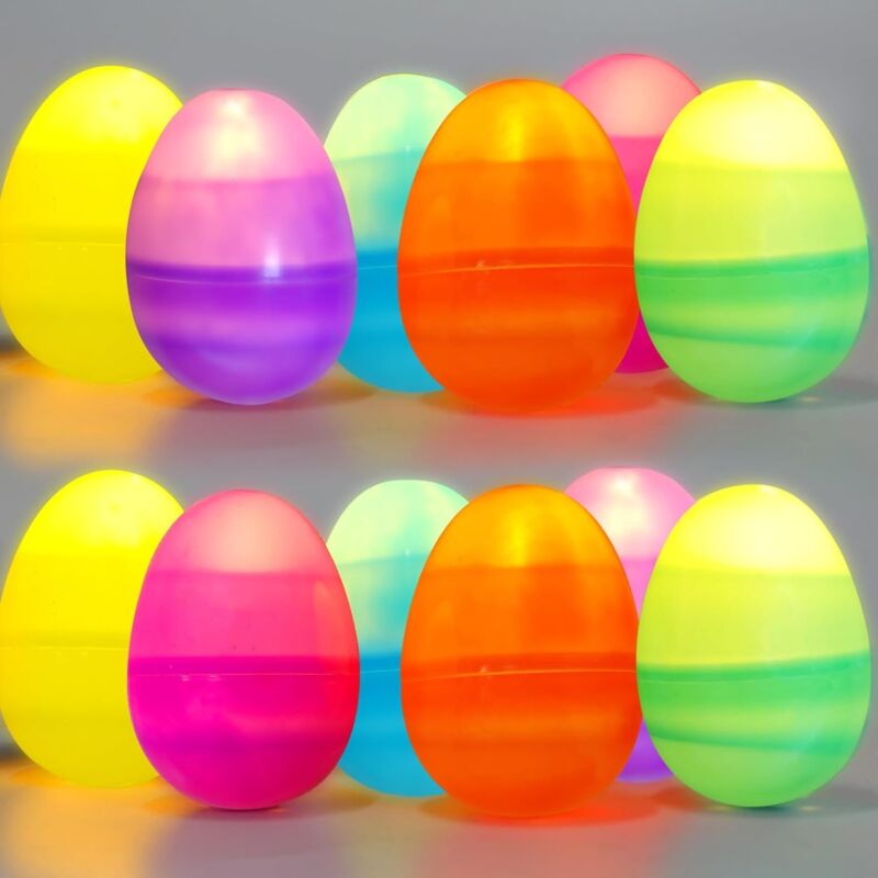 [Cadeaux de Pâques]12 Pièces Oeufs de PâQues Led Lumière, Oeufs de PâQues LED, Oeufs Colorés LED Lumineux, LED Décorations d'Oeufs de Pâques [Classe
