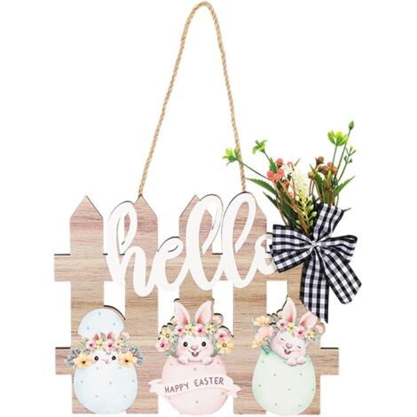 [Cadeaux de Pâques]de porte en bois « Joyeuses Pâques » - de porte en bois pour décoration d'intérieur - Clôture rustique - Suspension de porte de bienvenue - Ornements pour la maison, la ferme, la fe