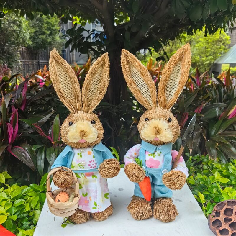 [Cadeaux de Pâques]Poupée Elfe Suspendue de pâques, 2 pièces, Accessoires d'ornements, nouveauté Suspendue, Joli Lapin en Paille blanchissant