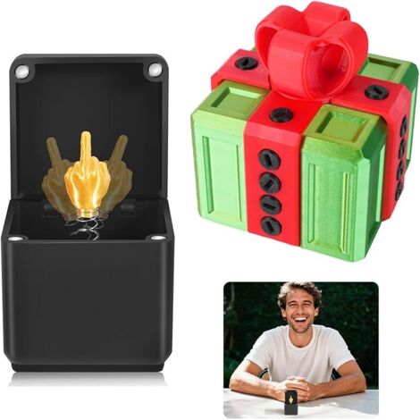 Cadeaux pour Hommes Boîte du Doigt d'Honneur Décoration de Bureau Drôle Boîte à Blague du Doigt d'Honneur Cadeau Surprise du Doigt d'Honneur Farce Main Cadeau Pop-Up (Vert doré + Rouge)