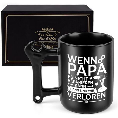 Cadeaux pour papa, cadeau de Noël, cadeau de Noël, tasse de papa avec poignée en marteau, cadeau de père, tasse à café en céramique drôle pour hommes, cadeau d'anniversaire (350ml)