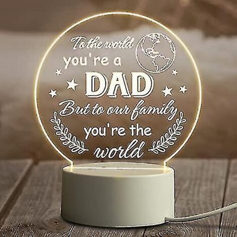 Cadeaux pour papa de la part de sa fille, son fils ou ses enfants - Veilleuse cadeau pour la fête des pères, anniversaire, Thanksgiving, Noël, Saint-Valentin, veilleuse en acrylique