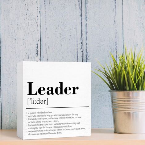 Cadeaux pour patron et leader, panneau en bloc en bois avec définition, décoration de bureau, cadeau de remerciement, cadeau de départ et d'adieu pour patron et leader