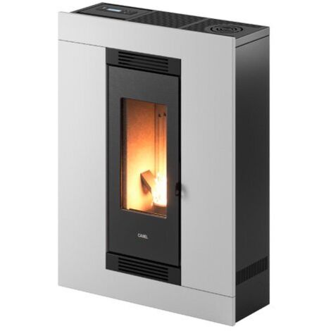 Stufa a pellet Cadel Luce Plus 9 Bianco – Potenza 9 kW – Classe energetica A+ – Evacuazione fumi posteriore – Design compatto