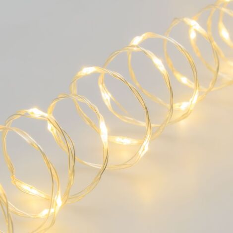 Cadena 500 MicroLED Bobina 25m blanco cálido con cable plata transparente