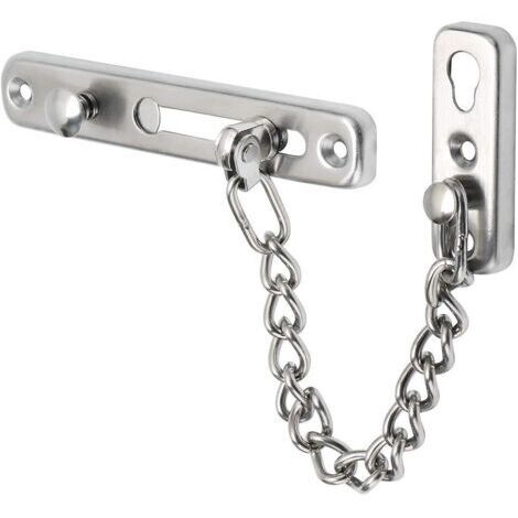 Cadena antirrobo para puerta de acero inoxidable, hebilla para cadena de puerta (acero inoxidable 304, acabado plateado cepillado)