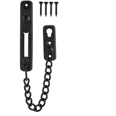 Cadena antirrobo para puertas interiores – Diseño elegante n.º 1 fabricado en acero inoxidable negro (1 cadena + tornillo)