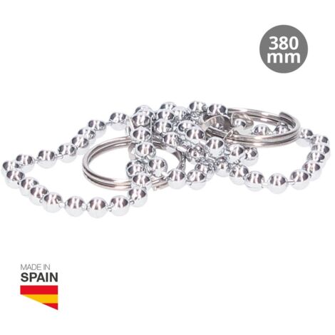 Cadena cromada para tapón de desagüe de 380 mm de longitud con 2 anillas