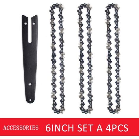 Cadena de 3 piezas de 6 pulgadas, 1 juego de guías para mini sierra eléctrica, accesorios de corte duraderos y de alta calidad para motosierra.