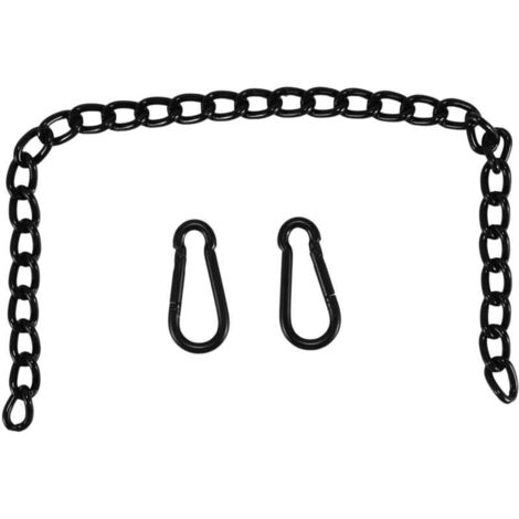 Cadena de acero para silla colgante con 2 mosquetones, kit resistente para hamaca de porche para columpios (66 cm)