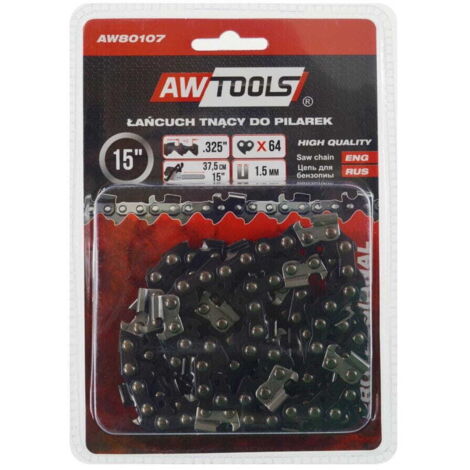 Cadena de corte Awtools, modelo 37,5cm/64/325"/1.5, compatible con Husqvarna, Black Line, ideal para sierra de cadena, corte preciso, alta durabilidad, perfecta para jardinería.