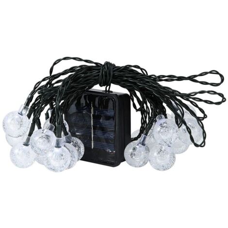 Cadena de luces LED, energía solar, 6,5 m, IP55, blanco cálido