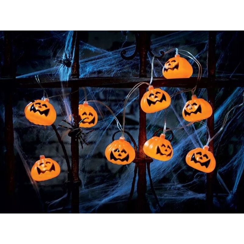 CADENA DE LUCES LED MELINERA x10 CALABAZAS PARA HALLOWEEN 1,8 m