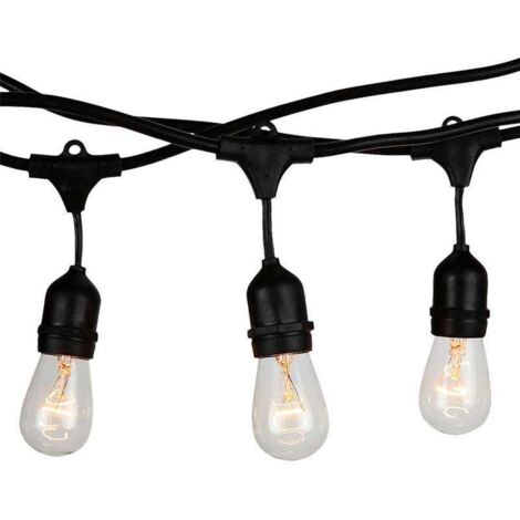 Cadena de luces LED V-TAC de 5 m de largo con casquillo E27 cada 50 cm, resistente al agua.