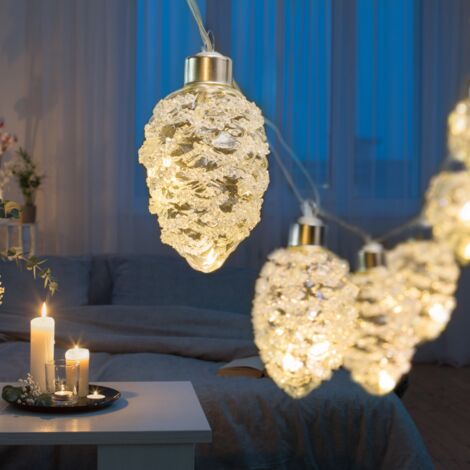 Cadena de luces microLED 2,5m con 10 pignes decorativas