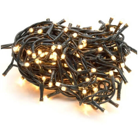 Cadena de luces navideñas con 500 LED de color blanco cálido, longitud 25 + 5 m, apta para exteriores