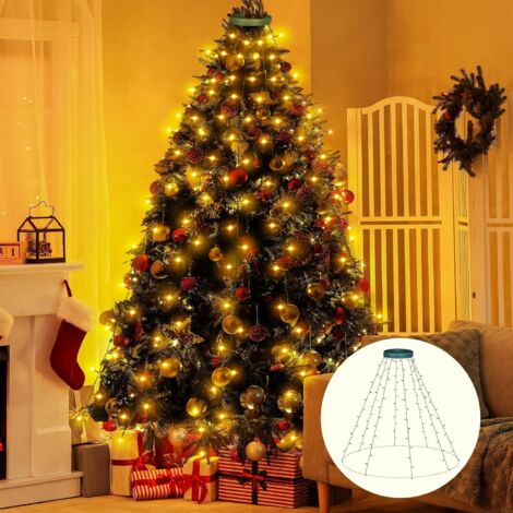 Cadena de luces para árbol de Navidad, 2 m, 280 LED, 8 modos, 8 luces LED, cadena de luces para árbol de Navidad, decoración para fiestas de Navidad, bodas, cumpleaños [Clase energética G]