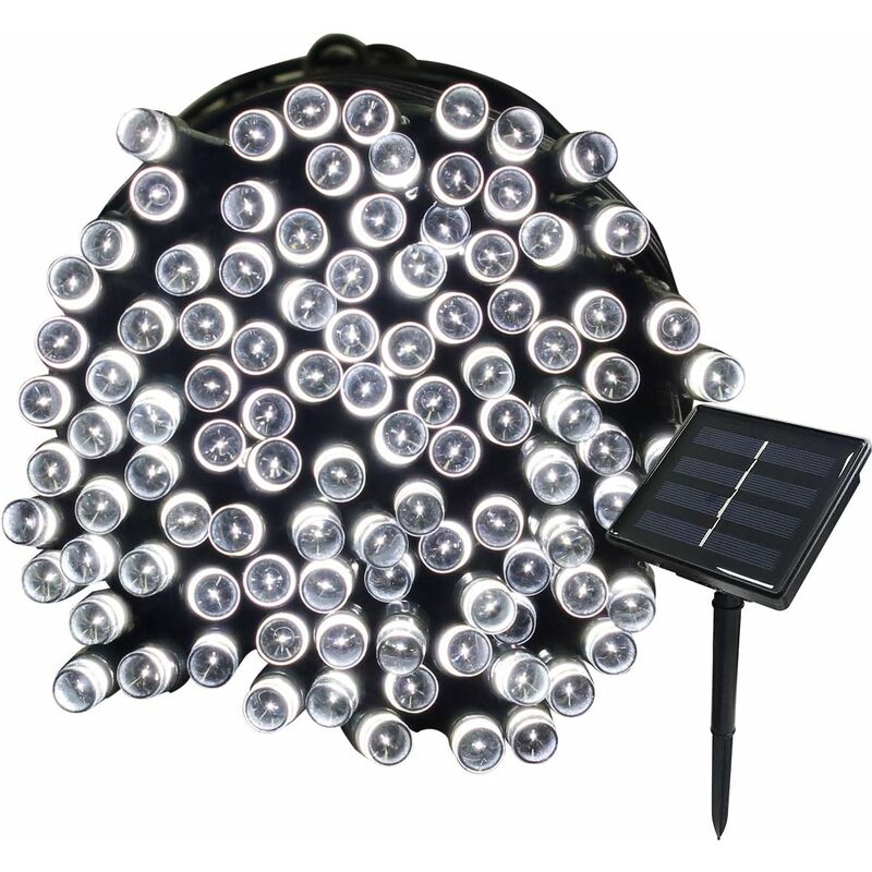 

Cadena de luces solares blancas de 22 m, 200 LED, 8 luces, cadena de luces, ideal para fiestas, bodas, cumpleaños y jardines al aire libre
