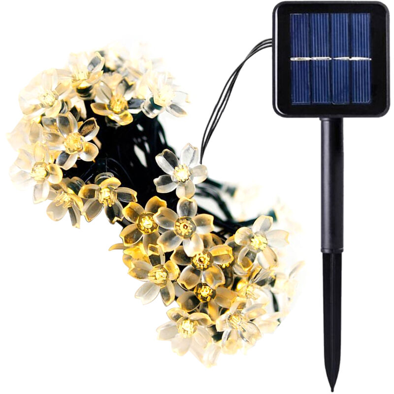 

Cadena de luces solares, cadena de lamparas de flores LED, decoracion de iluminacion de cesped impermeable al aire libre,Blanco calido, tipo 2 - 6,5