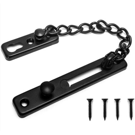 Cadena de seguridad para puerta corredera con cerradura y tornillos para apartamentos de hotel y familia, color negro
