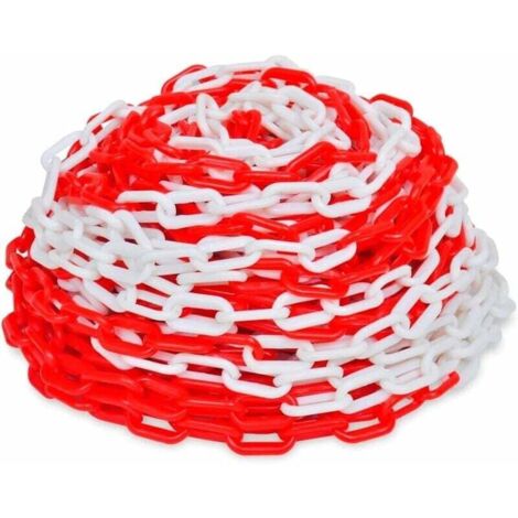Cadena de señales de plástico rojo y blanco. Cadena de señales Ephe.