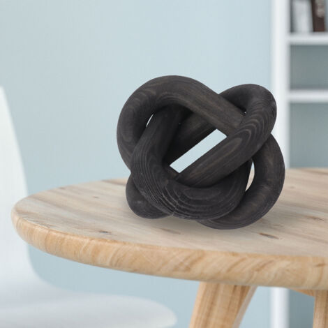 Cadena decorativa de madera de 3 eslabones, ideal para sala de estar o cafetería, de pino negro. Dimensiones: 14,5 cm x 14,5 cm.