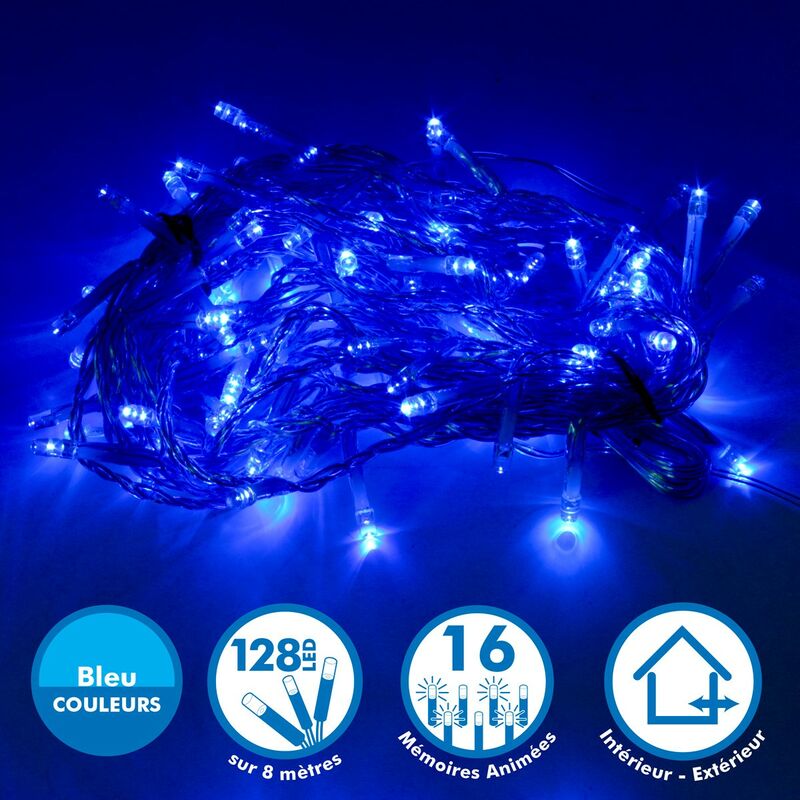 

Cadena ligera 8 metros 128 LED - Azul exterior