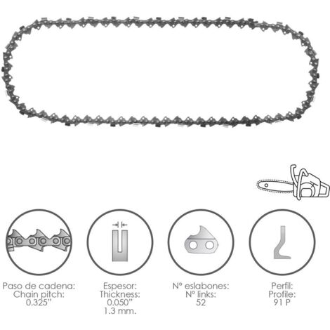 Cadena Motosierra 0.325" / 0.050" 1,3 mm. / 66 Eslabones / 91 P