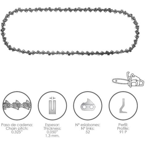 Cadena Motosierra 0.325 / 0.050 1,3 mm. / 66 Eslabones / 91 P