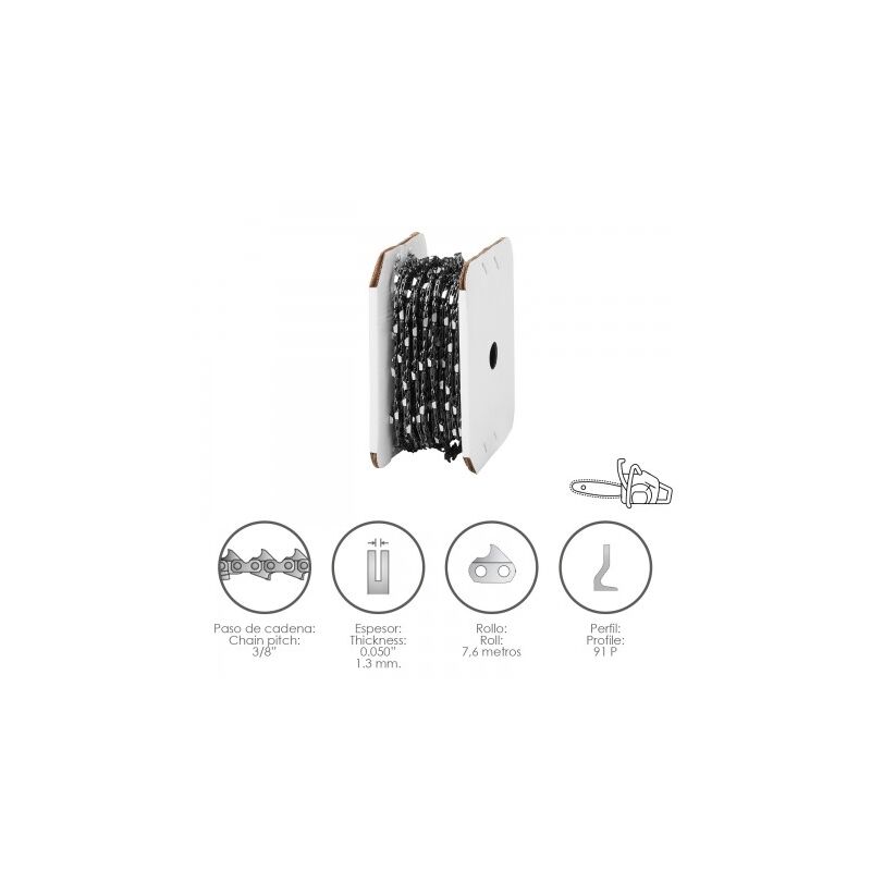 

Papillon - Cadena motosierra 3/8' / 0.050' 1,3 mm. / 91 p / rollo 7,6 metros.