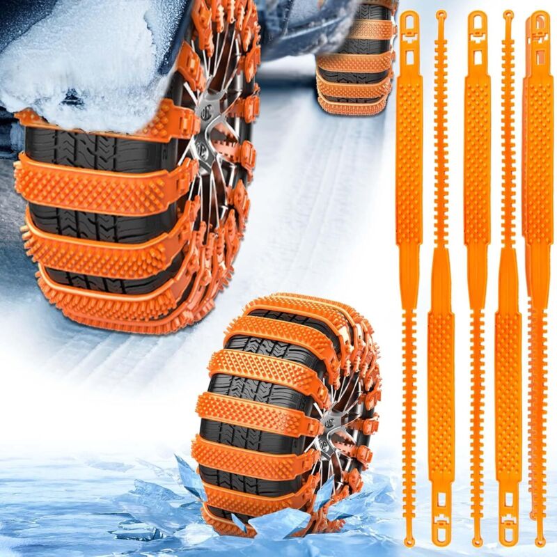 Cadena para nieve, 5 piezas Cadenas para nieve universales antideslizantes de emergencia para automóviles, adecuadas para automóviles/camiones/SUV,