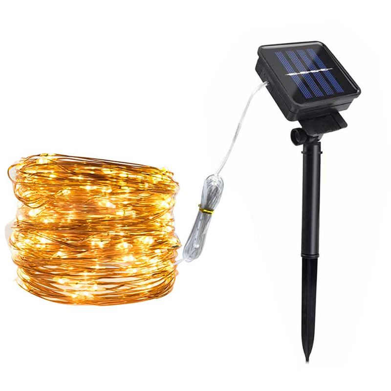 

Cadena de lámpara de cobre solar, lámpara decorativa LED de Navidad, Guirnaldas de luces, Blanco cálido, 100LED