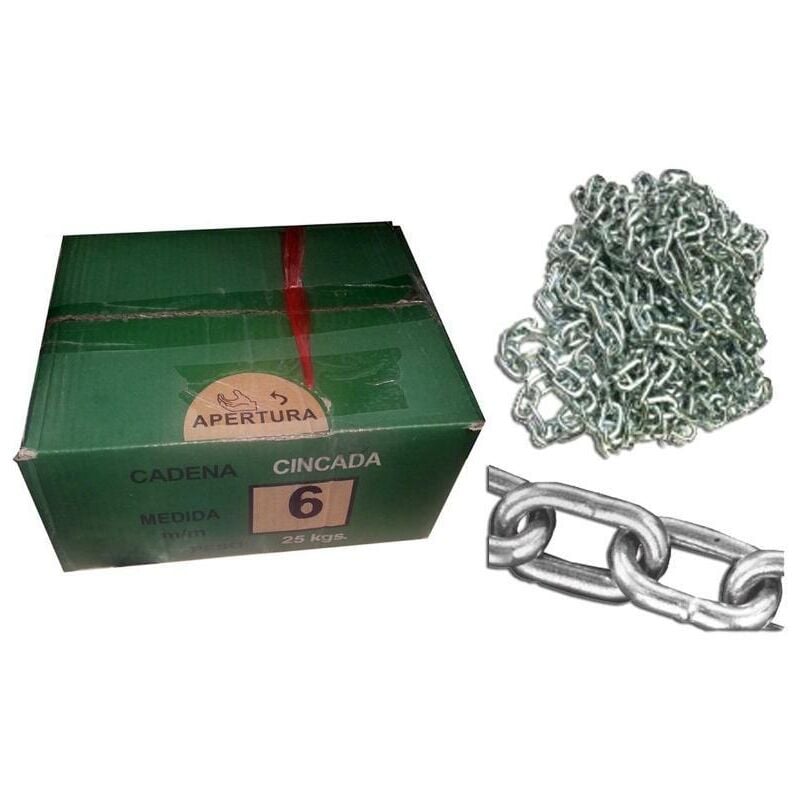 

cadena zincada 6,0 mm en sacos o cajas de 25 kgs - Mibricotienda