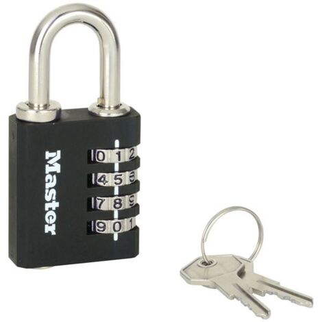 Cadenas 40mm Aluminium combinaison 4 chiffres avec clé de secours MASTERLOCK - 7641EURDBLK