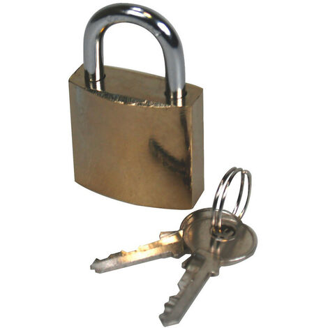 Cadenas à 2 clés, 32 mm, acier massif couleur gold, traité anti-corrosion