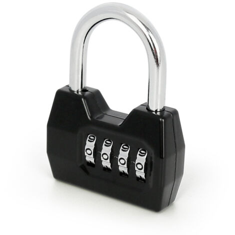 Cadenas à 4 chiffres – Antivol extérieur résistant à l'eau – Alliage de zinc – Noir –