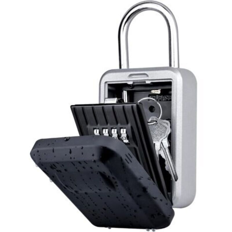 Cadenas à clé avec anse, boîte à code à combinaison à 4 chiffres pour clés d'extérieur, boîte à clé portable pour la maison, le bureau, les