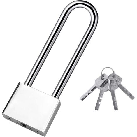 Cadenas à clé Cadenas Robuste à anse longue avec 4 clés, cadenas Sécurité Etanche Exterieur pour entrepôt, garage, jardin, Clôtures-30mm