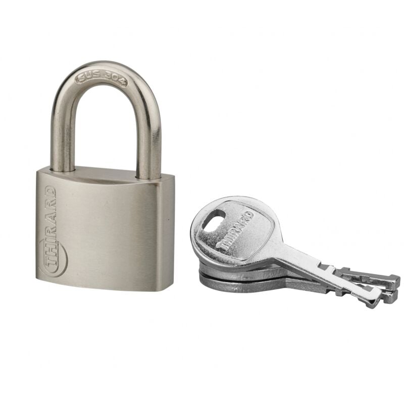 Thirard - Cadenas à clé Cinox, inox, extérieur, anse inox, 40mm, 3 clés