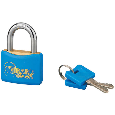 Cadenas à clé Color UNIKEY (achetez-en plusieurs, ouvrez avec la même clé), 40mm, bleu, 2 clés - THIRARD