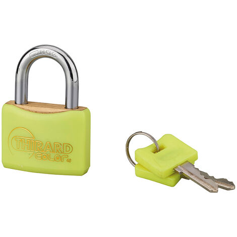 Cadenas à clé Color UNIKEY (achetez-en plusieurs, ouvrez avec la même clé), 40mm, jaune, 2 clés - THIRARD