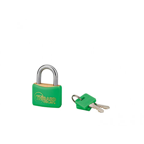 Cadenas à clé Color UNIKEY (achetez-en plusieurs, ouvrez avec la même clé), 40mm, vert, 2 clés - THIRARD